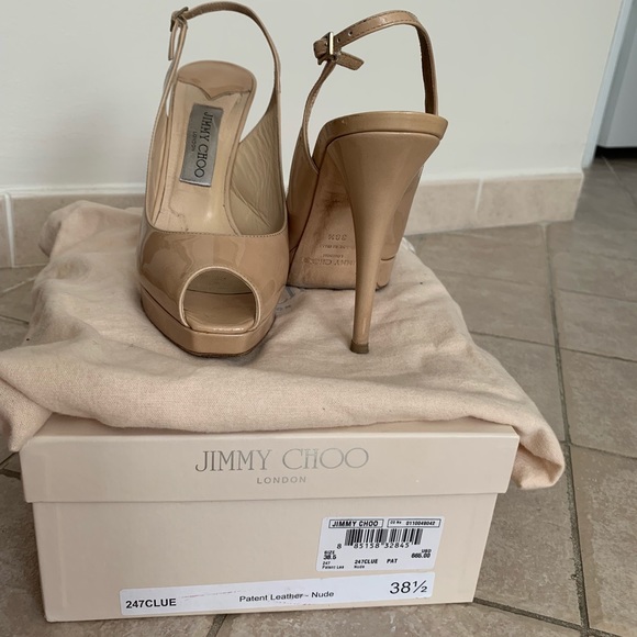 Sling back peep toe nude patent leather jimmy choo - Picture 2 of 3